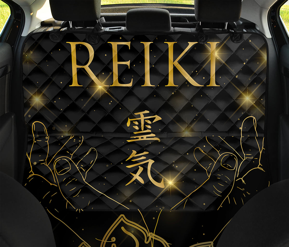 Golden Reiki Print Pet Car Back Seat Cover
