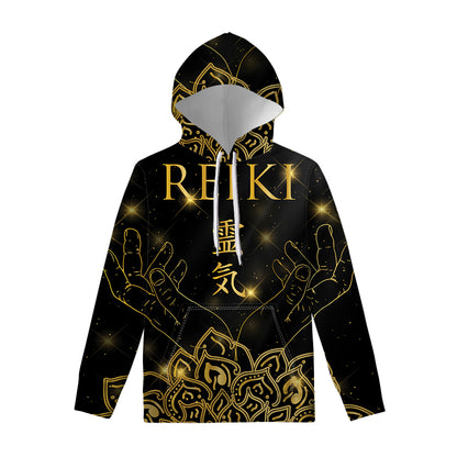Golden Reiki Print Pullover Hoodie