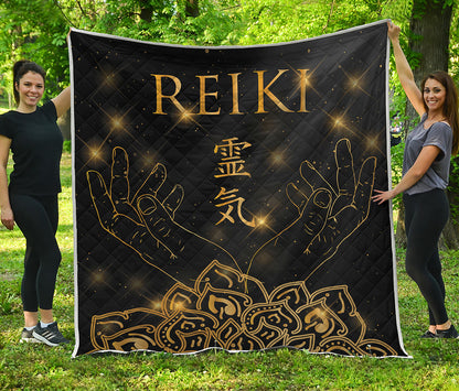 Golden Reiki Print Quilt