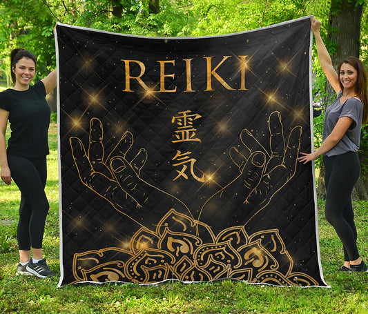 Golden Reiki Print Quilt