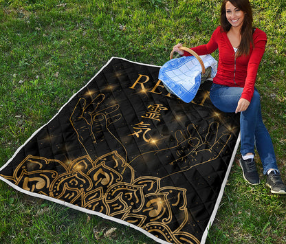 Golden Reiki Print Quilt