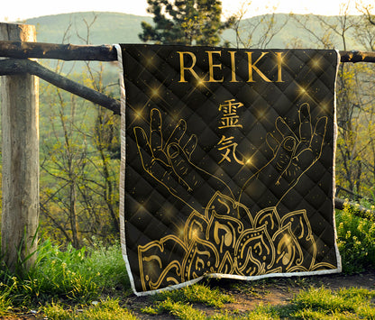 Golden Reiki Print Quilt