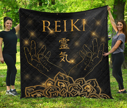 Golden Reiki Print Quilt