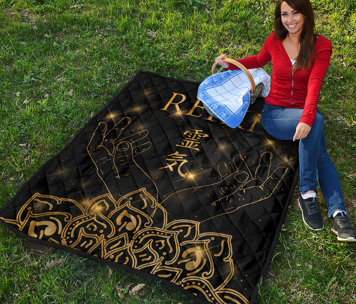 Golden Reiki Print Quilt