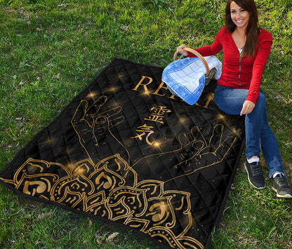Golden Reiki Print Quilt