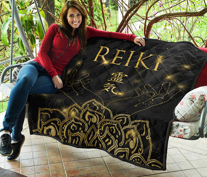 Golden Reiki Print Quilt