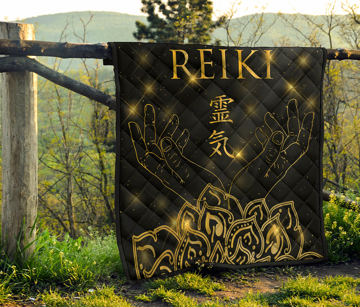 Golden Reiki Print Quilt