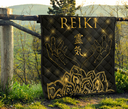 Golden Reiki Print Quilt