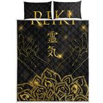 Golden Reiki Print Quilt Bed Set