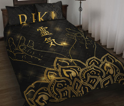 Golden Reiki Print Quilt Bed Set