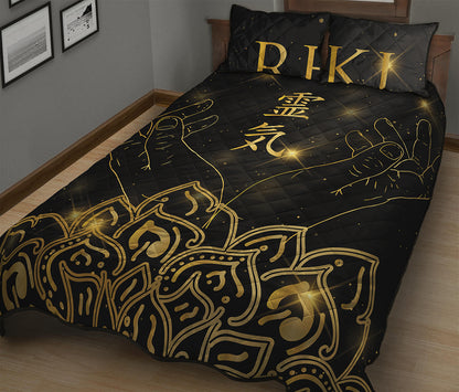 Golden Reiki Print Quilt Bed Set