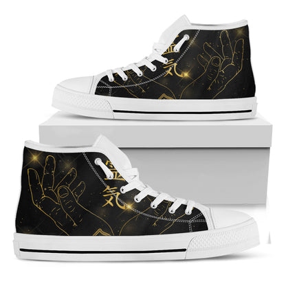 Golden Reiki Print White High Top Shoes