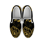 Golden Reiki Print White Slip On Shoes