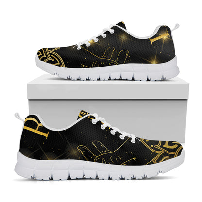 Golden Reiki Print White Sneakers