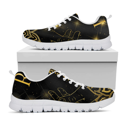 Golden Reiki Print White Sneakers