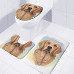 Golden Retriever Portrait Print 3 Piece Bath Mat Set