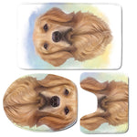 Golden Retriever Portrait Print 3 Piece Bath Mat Set