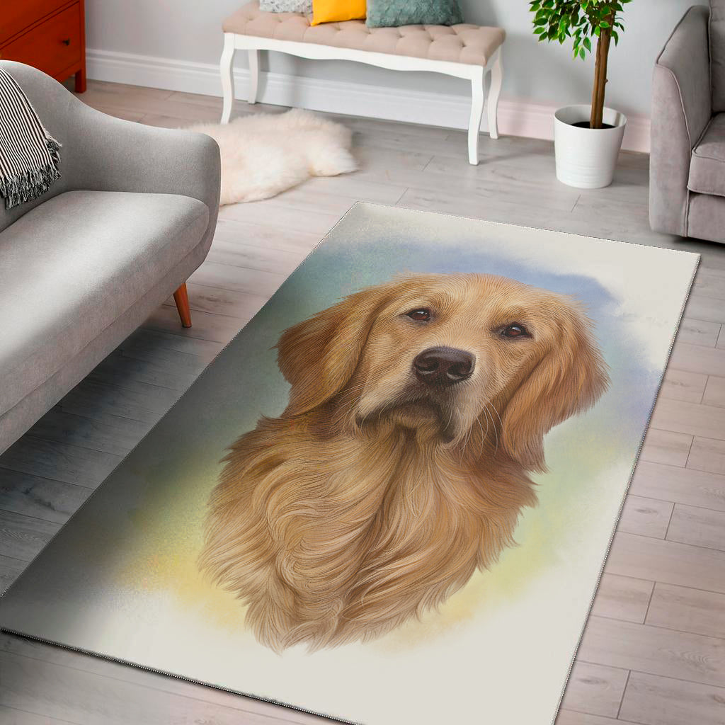 Golden Retriever Portrait Print Area Rug