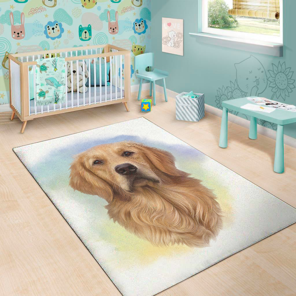 Golden Retriever Portrait Print Area Rug