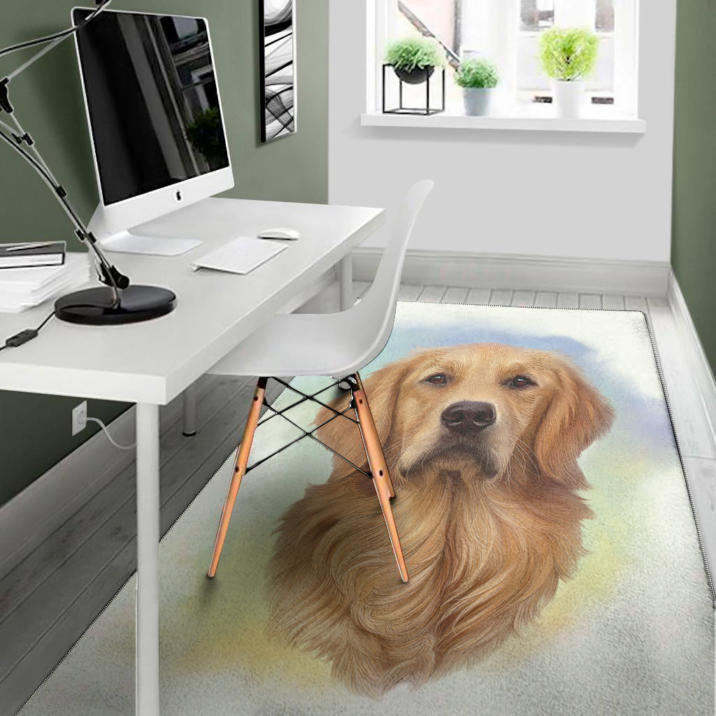 Golden Retriever Portrait Print Area Rug