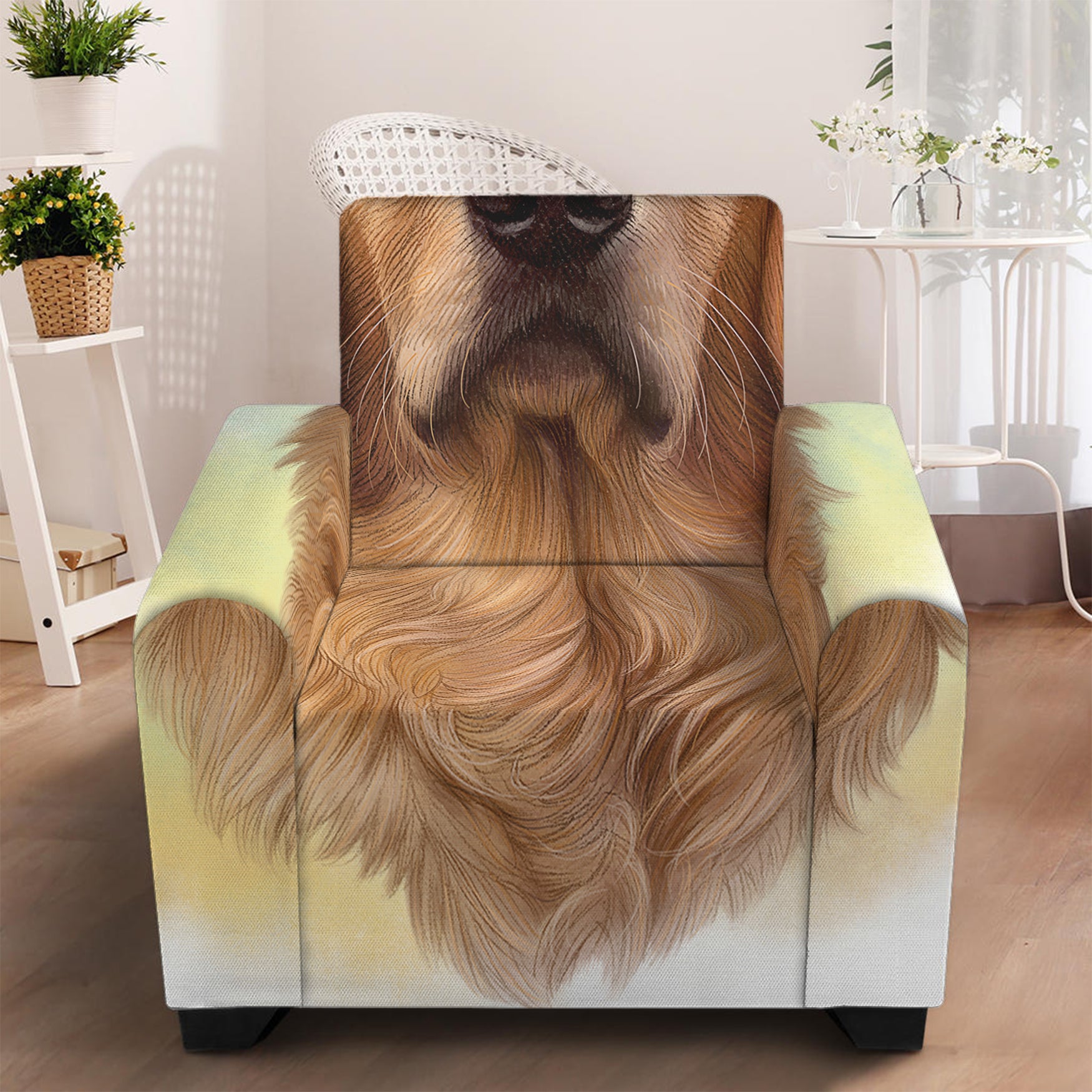 Golden Retriever Portrait Print Armchair Slipcover