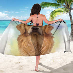 Golden Retriever Portrait Print Beach Sarong Wrap