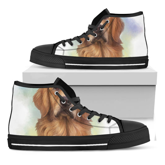 Golden Retriever Portrait Print Black High Top Shoes