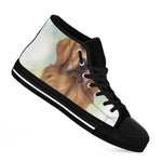 Golden Retriever Portrait Print Black High Top Shoes