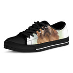 Golden Retriever Portrait Print Black Low Top Shoes 