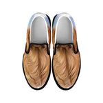 Golden Retriever Portrait Print Black Slip On Shoes