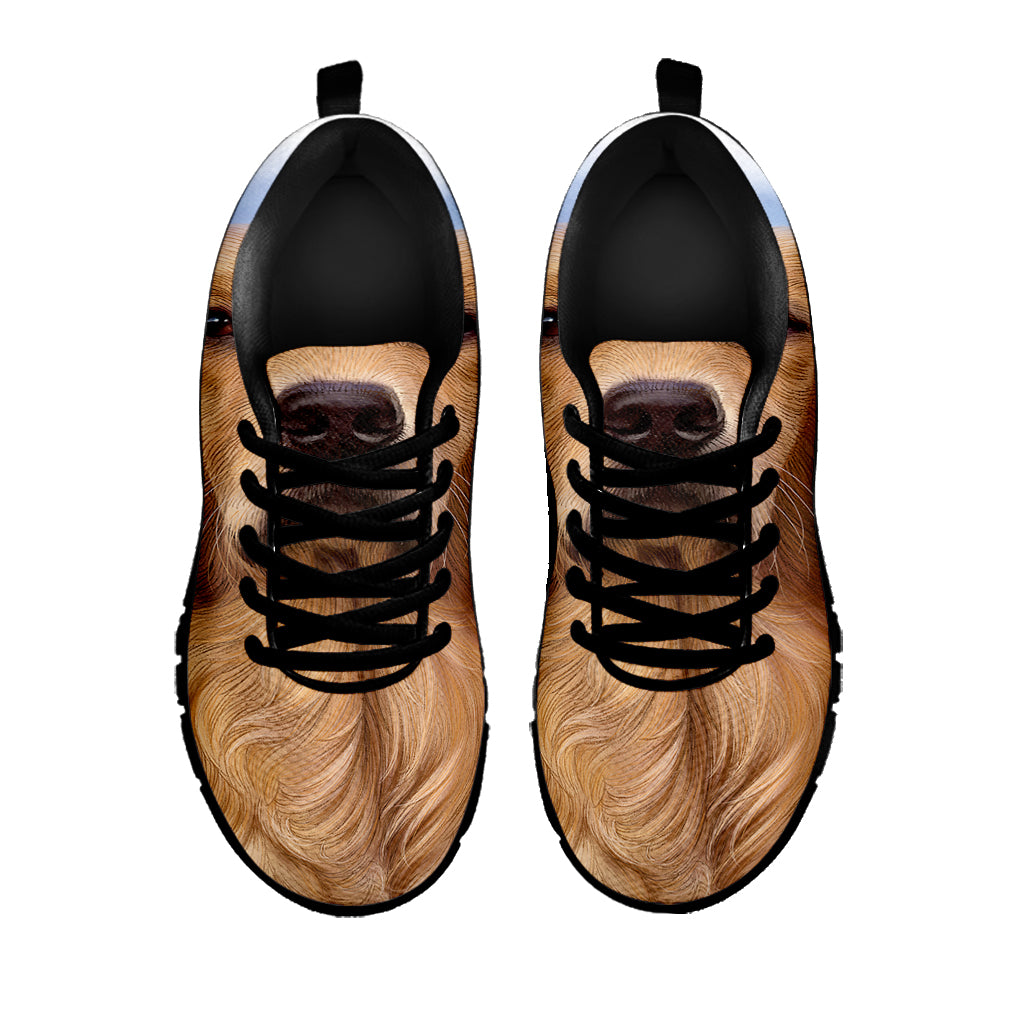 Golden Retriever Portrait Print Black Sneakers