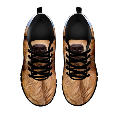 Golden Retriever Portrait Print Black Sneakers