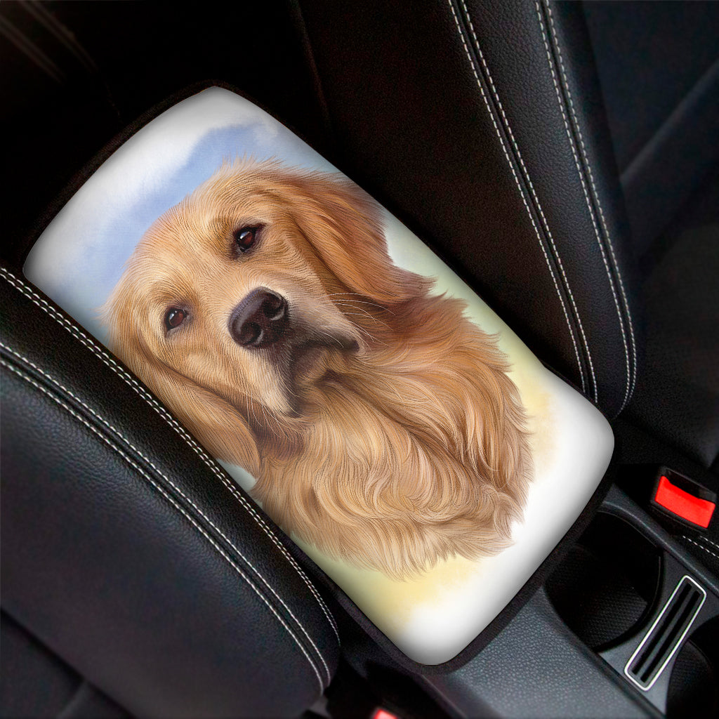 Golden Retriever Portrait Print Car Center Console Cover