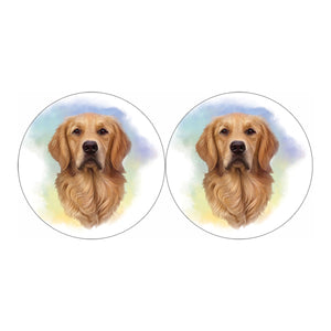 Golden Retriever Portrait Print Car Coasters