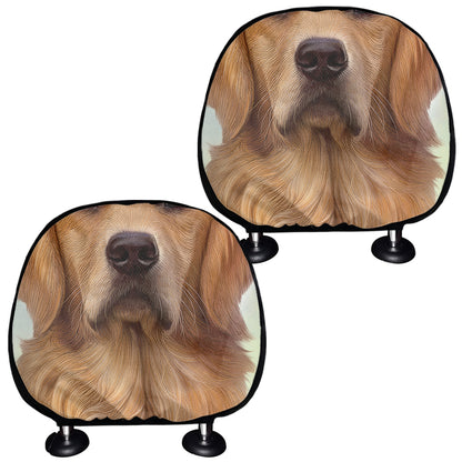 Golden Retriever Portrait Print Car Headrest Covers