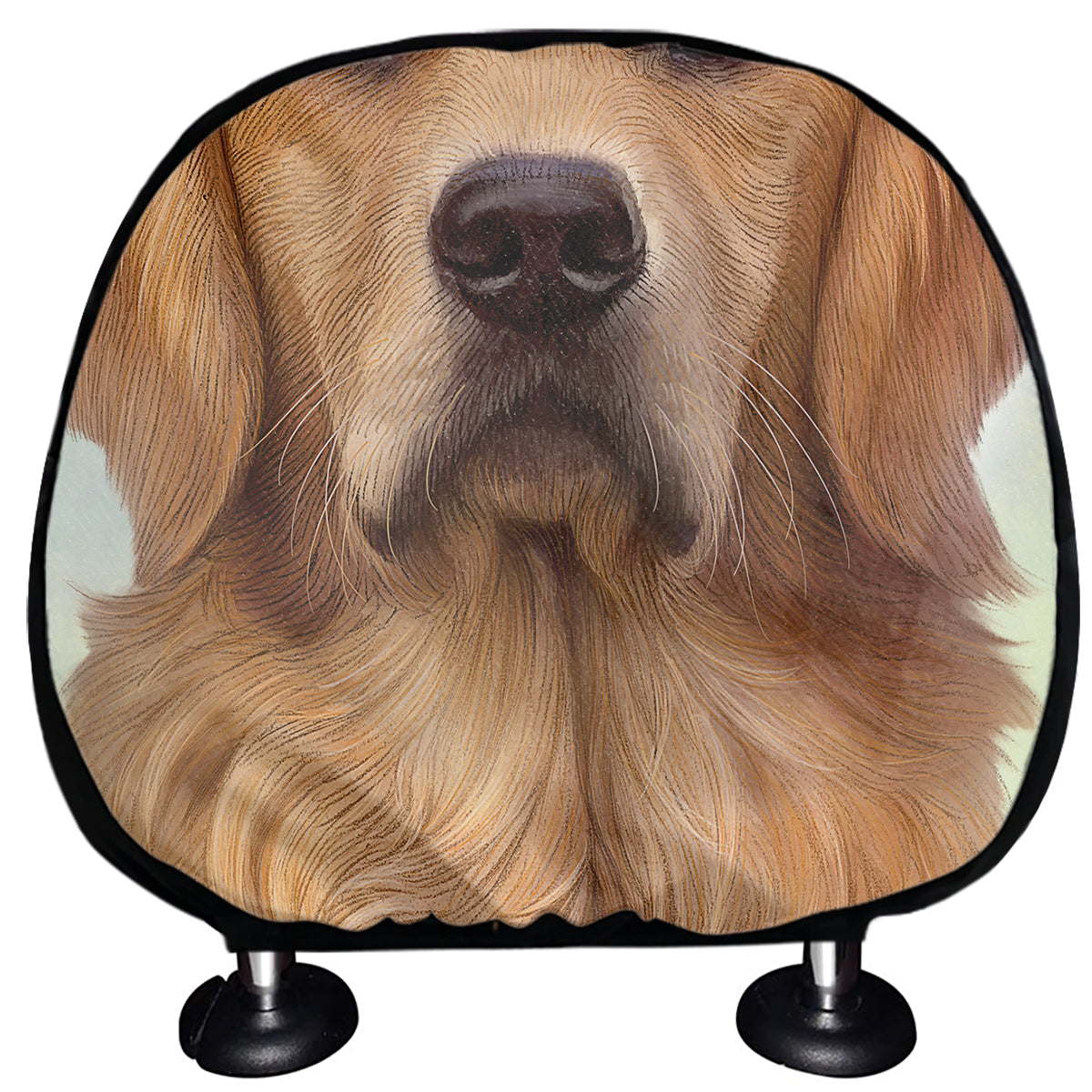 Golden Retriever Portrait Print Car Headrest Covers