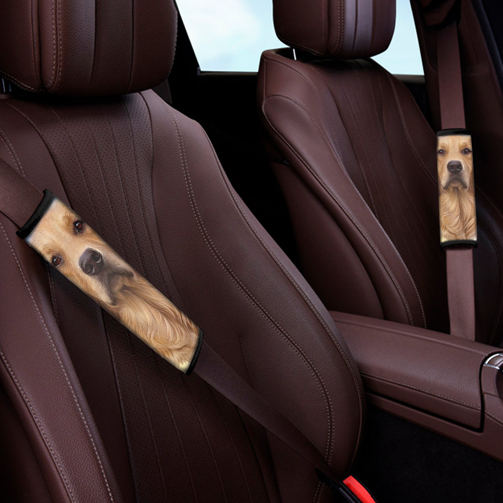 Golden Retriever Portrait Print Car Seat Belt Covers