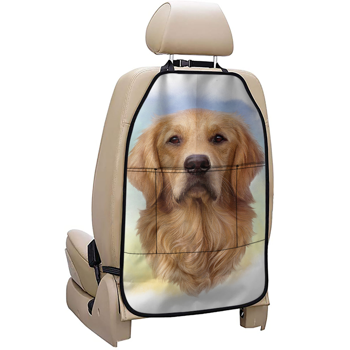 Golden Retriever Portrait Print Car Seat Organizers