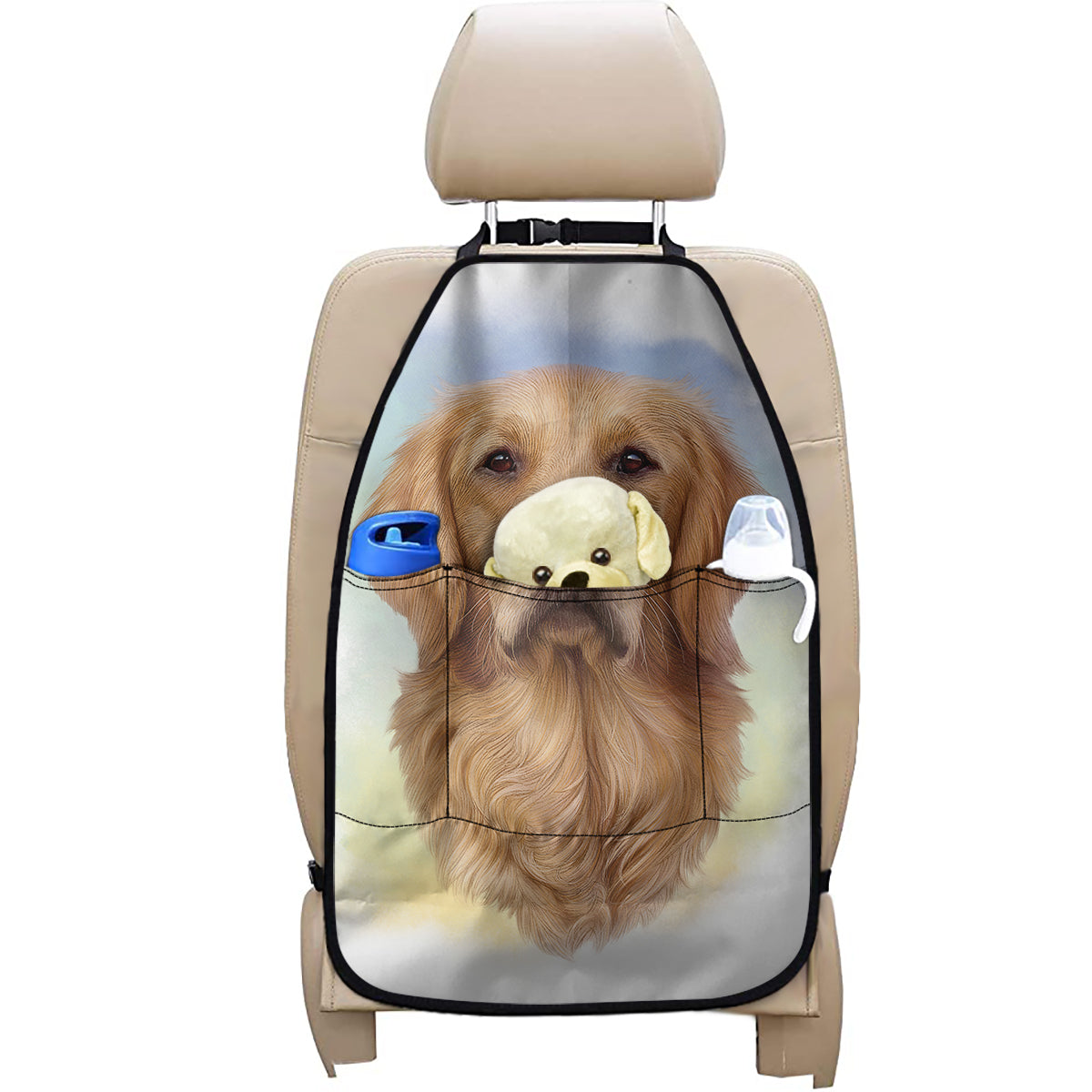 Golden Retriever Portrait Print Car Seat Organizers