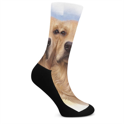 Golden Retriever Portrait Print Crew Socks