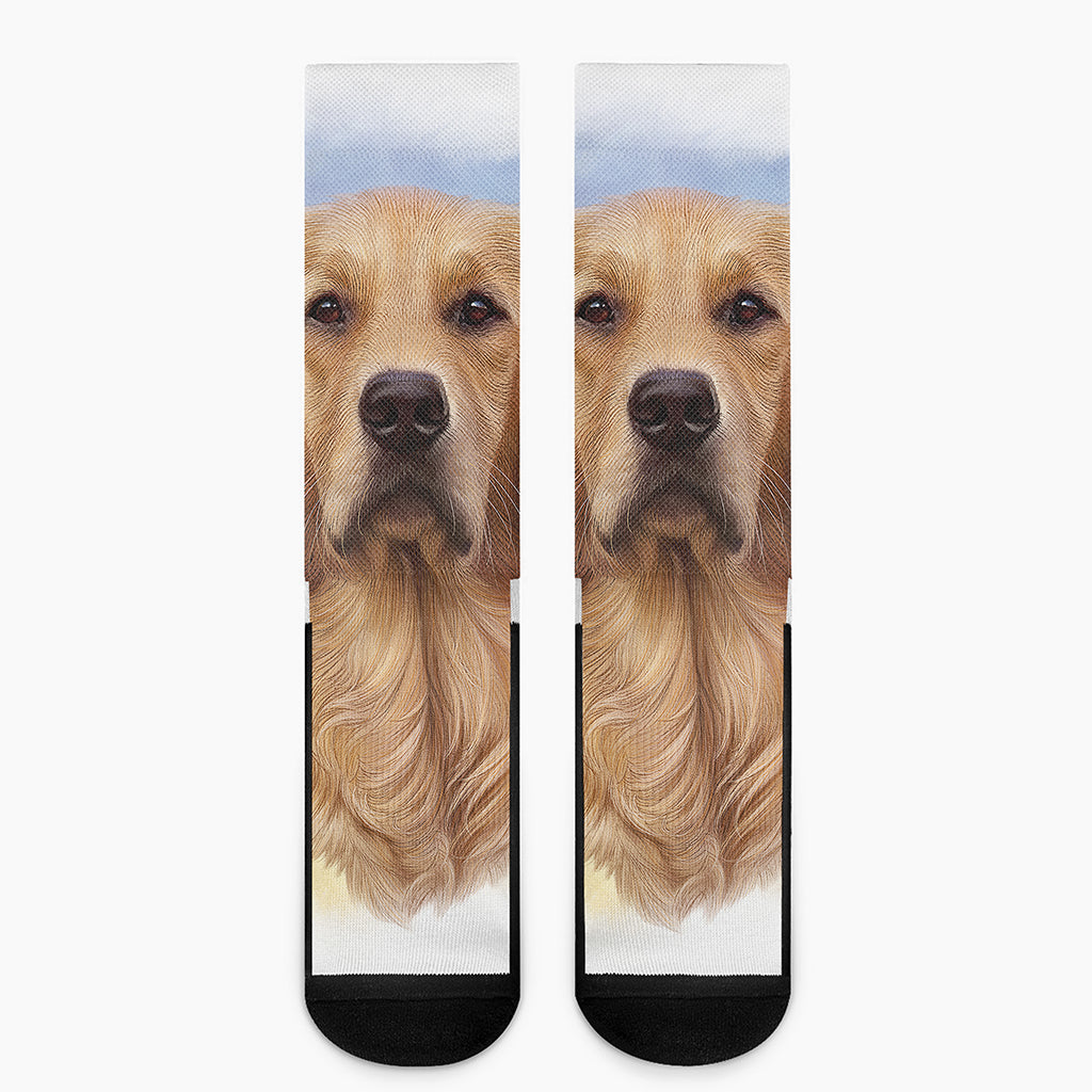 Golden Retriever Portrait Print Crew Socks
