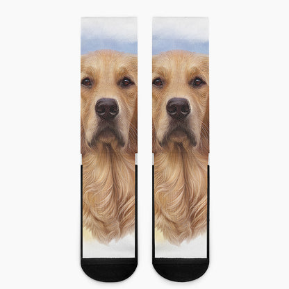Golden Retriever Portrait Print Crew Socks