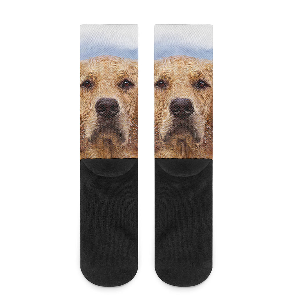 Golden Retriever Portrait Print Crew Socks