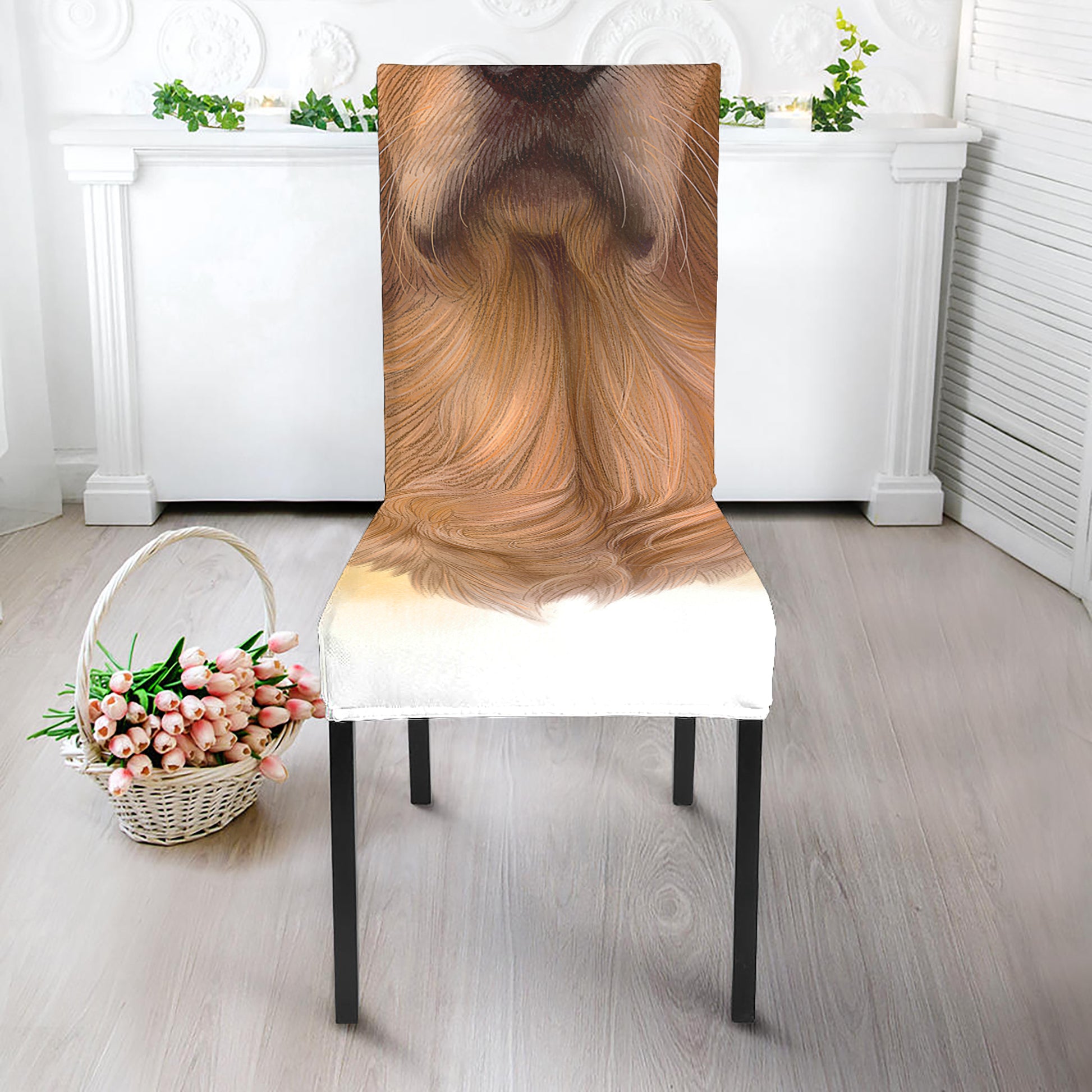 Golden Retriever Portrait Print Dining Chair Slipcover