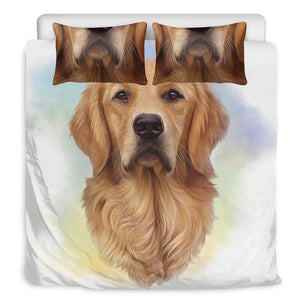 Golden Retriever Portrait Print Duvet Cover Bedding Set