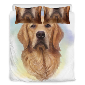 Golden Retriever Portrait Print Duvet Cover Bedding Set