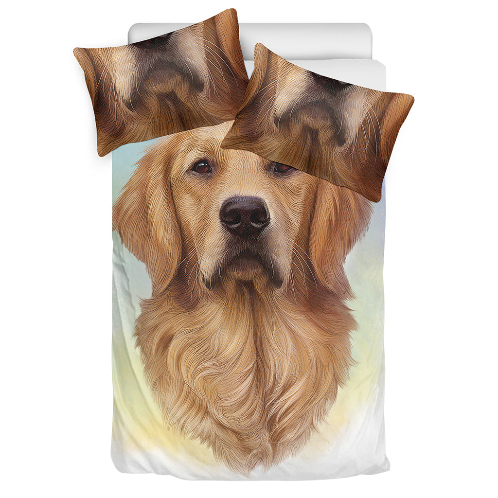 Golden Retriever Portrait Print Duvet Cover Bedding Set