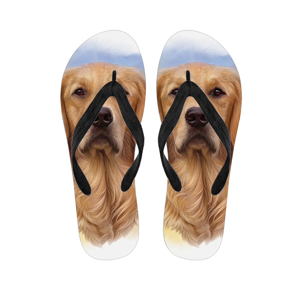 Golden Retriever Portrait Print Flip Flops