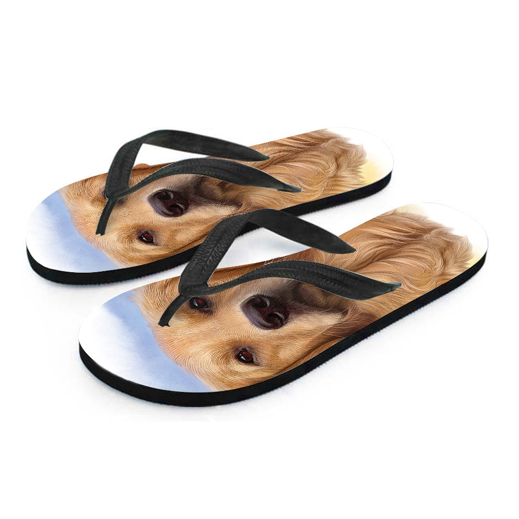 Golden Retriever Portrait Print Flip Flops