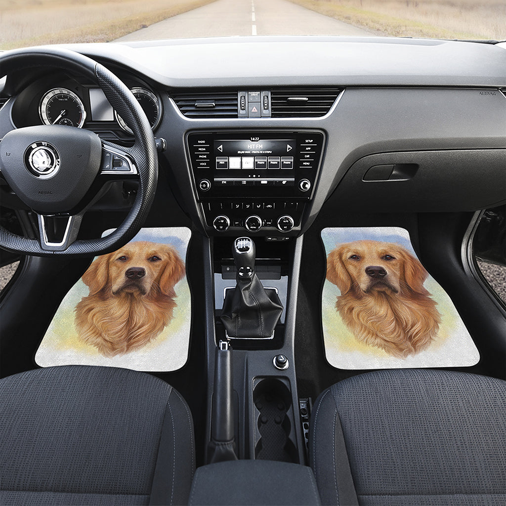 Golden Retriever Portrait Print Front and Back Car Floor Mats